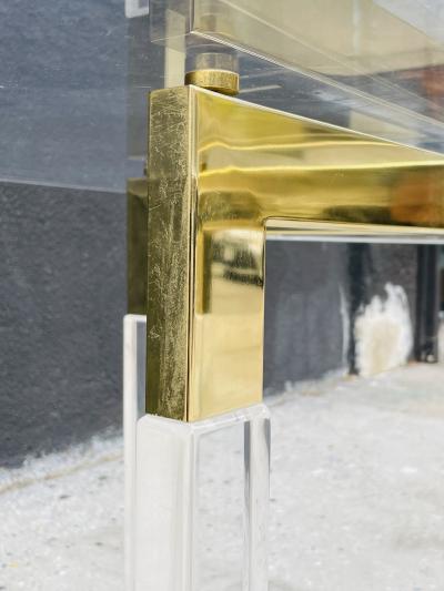 Charles Hollis Jones Charles Hollis Jones Lucite Brass Dining Table from the Metric Collection