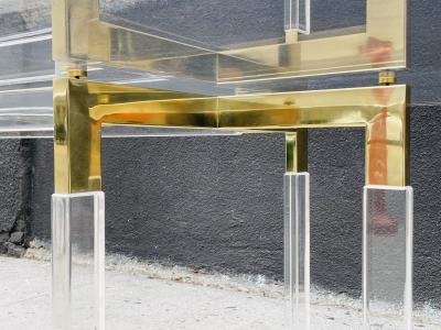 Charles Hollis Jones Charles Hollis Jones Lucite Brass Dining Table from the Metric Collection