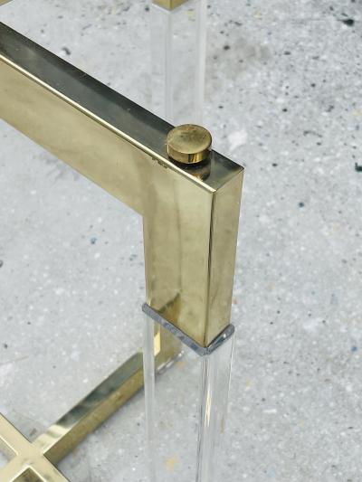 Charles Hollis Jones Charles Hollis Jones Lucite Brass Dining Table from the Metric Collection