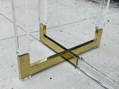 Charles Hollis Jones Charles Hollis Jones Lucite Brass Dining Table from the Metric Collection