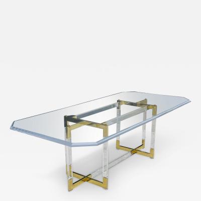 Charles Hollis Jones Charles Hollis Jones Lucite Brass Dining Table from the Metric Collection