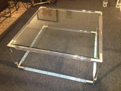 Charles Hollis Jones Charles Hollis Jones Lucite Square Cocktail Table
