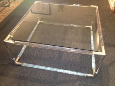 Charles Hollis Jones Charles Hollis Jones Lucite Square Cocktail Table