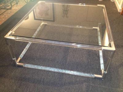 Charles Hollis Jones Charles Hollis Jones Lucite Square Cocktail Table
