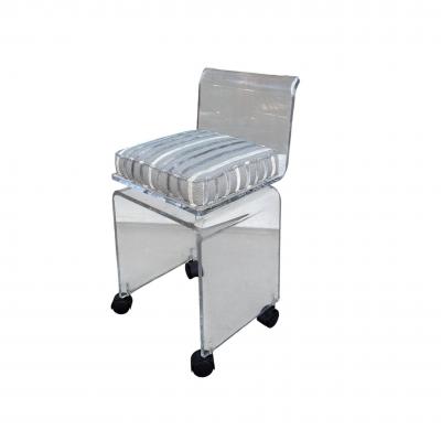 Charles Hollis Jones Charles Hollis Jones Lucite Swivel Vanity Chair Stool