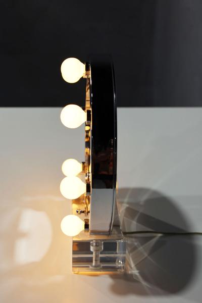 Charles Hollis Jones Charles Hollis Jones Lucite and Chrome Makeup Mirror with Magnifying Feature