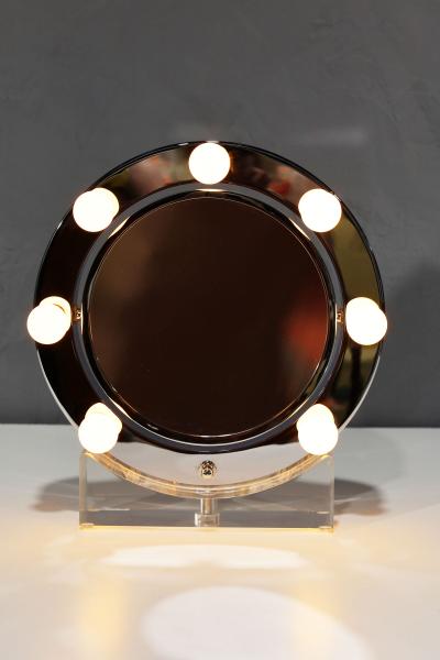Charles Hollis Jones Charles Hollis Jones Lucite and Chrome Makeup Mirror with Magnifying Feature