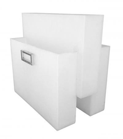 Charles Hollis Jones Charles Hollis Jones Magazine Holder in Nickel and Frosted Lucite Signed