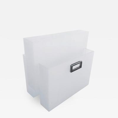 Charles Hollis Jones Charles Hollis Jones Magazine Holder in Nickel and Frosted Lucite Signed