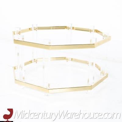 Charles Hollis Jones Charles Hollis Jones Mid Century Brass and Lucite Octagonal Coffee Table