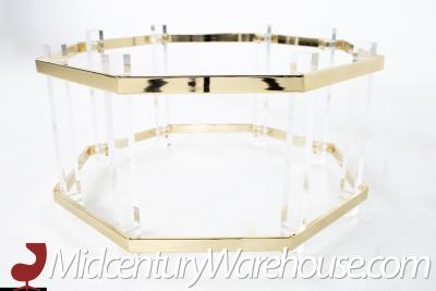 Charles Hollis Jones Charles Hollis Jones Mid Century Brass and Lucite Octagonal Coffee Table