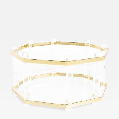 Charles Hollis Jones Charles Hollis Jones Mid Century Brass and Lucite Octagonal Coffee Table