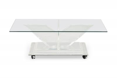 Charles Hollis Jones Charles Hollis Jones Mirrored Bottom Lucite and Glass Cocktail Table