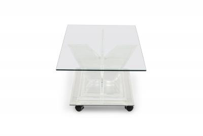 Charles Hollis Jones Charles Hollis Jones Mirrored Bottom Lucite and Glass Cocktail Table
