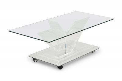 Charles Hollis Jones Charles Hollis Jones Mirrored Bottom Lucite and Glass Cocktail Table