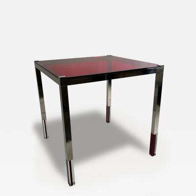 Charles Hollis Jones Charles Hollis Jones Modern Red Clear Lucite Nickel Game Table