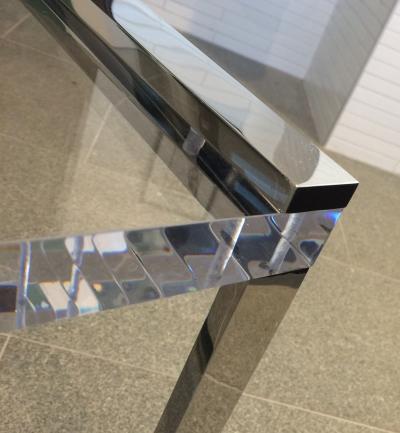 Charles Hollis Jones Charles Hollis Jones Side Tables in Lucite and Polished Nickel from the Box Line