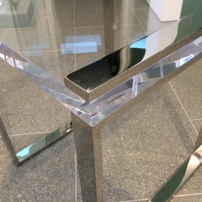 Charles Hollis Jones Charles Hollis Jones Side Tables in Lucite and Polished Nickel from the Box Line