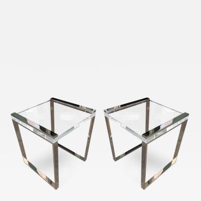 Charles Hollis Jones Charles Hollis Jones Side Tables in Lucite and Polished Nickel from the Box Line