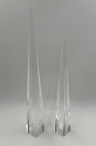 Charles Hollis Jones Charles Hollis Jones Signed Lucite Obelisk Sculptures Pair 1974
