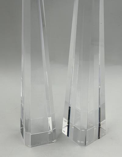Charles Hollis Jones Charles Hollis Jones Signed Lucite Obelisk Sculptures Pair 1974