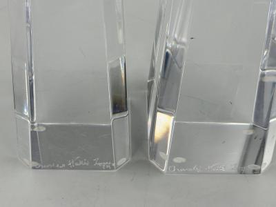 Charles Hollis Jones Charles Hollis Jones Signed Lucite Obelisk Sculptures Pair 1974