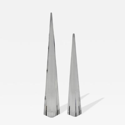 Charles Hollis Jones Charles Hollis Jones Signed Lucite Obelisk Sculptures Pair 1974