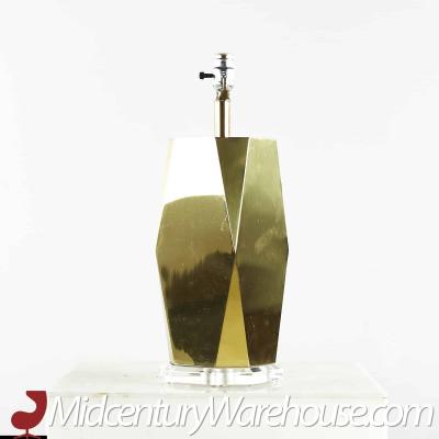 Charles Hollis Jones Charles Hollis Jones Style Mid Century Brass and Lucite Table Lamps Pair