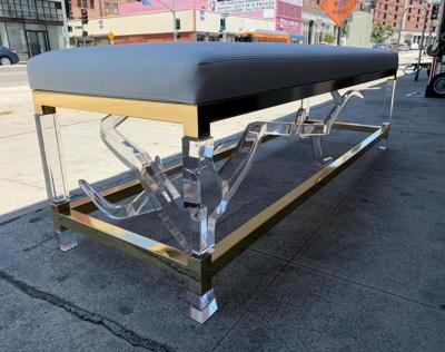 Charles Hollis Jones Charles Hollis Jones Tree of Life Brass Lucite Bench Limited Edition of 11