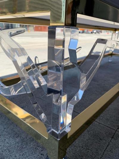 Charles Hollis Jones Charles Hollis Jones Tree of Life Brass Lucite Bench Limited Edition of 11