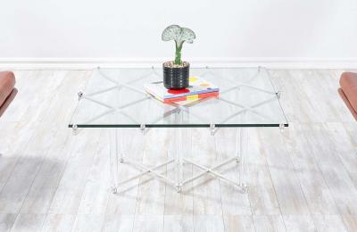 Charles Hollis Jones Charles Hollis Jones Treillage Chrome Lucite Coffee Table