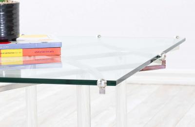 Charles Hollis Jones Charles Hollis Jones Treillage Chrome Lucite Coffee Table
