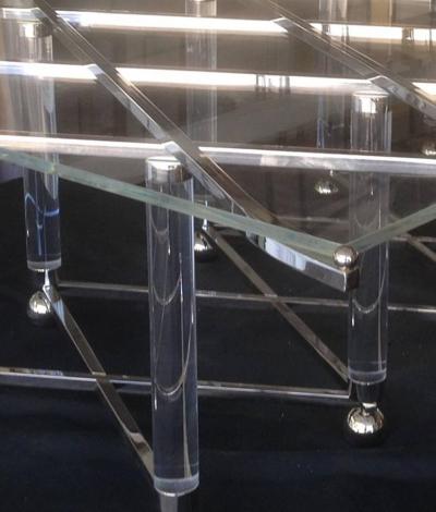 Charles Hollis Jones Charles Hollis Jones Treillage Coffee Table in Polished Nickel