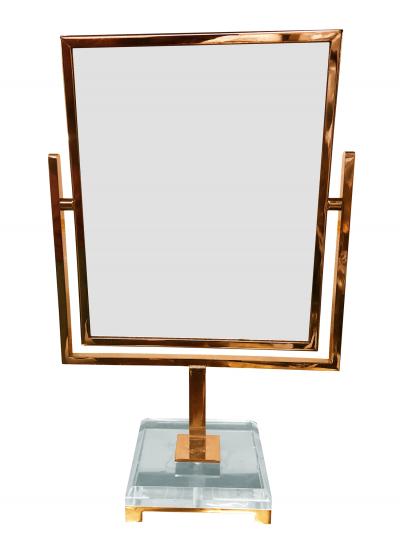 Charles Hollis Jones Charles Hollis Jones Vanity Mirror in Polished Brass and Lucite