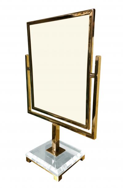 Charles Hollis Jones Charles Hollis Jones Vanity Mirror in Polished Brass and Lucite