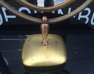 Charles Hollis Jones Charles Hollis Jones Vanity or Table Mirror in Antique Brass