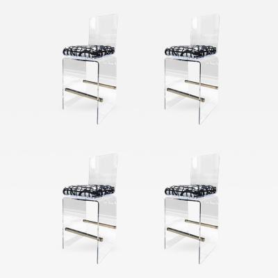 Charles Hollis Jones Charles Hollis Jones Waterfall Counter Stools in Lucite and Stainless Steel