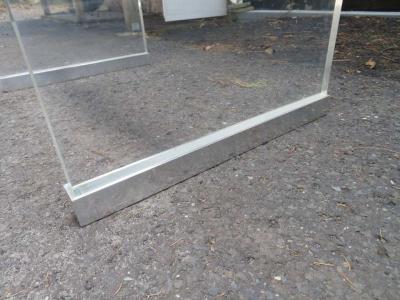 Charles Hollis Jones Chunky Thick Lucite Aluminium Dining Room Table Desk Mid Century Modern