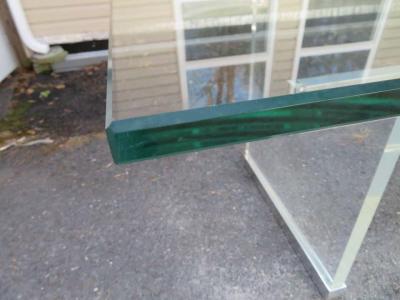 Charles Hollis Jones Chunky Thick Lucite Aluminium Dining Room Table Desk Mid Century Modern