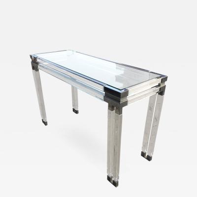 Charles Hollis Jones Console Table in Lucite and Polished Nickel by Charles Hollis Jones