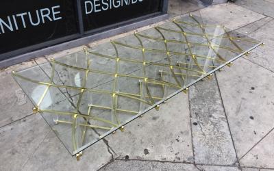 Charles Hollis Jones Custom Charles Hollis Jones Treillage Coffee Table in Brass Lucite and Brass
