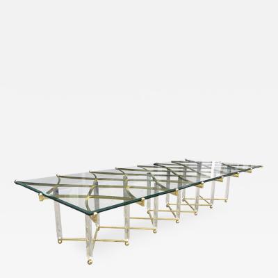 Charles Hollis Jones Custom Charles Hollis Jones Treillage Coffee Table in Brass Lucite and Brass