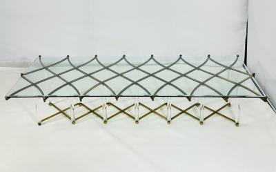 Charles Hollis Jones Custom Charles Hollis Jones Treillage Coffee Table in Brass and Lucite