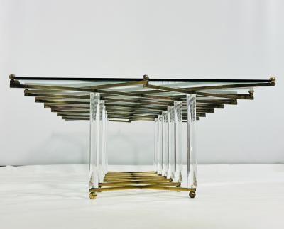 Charles Hollis Jones Custom Charles Hollis Jones Treillage Coffee Table in Brass and Lucite