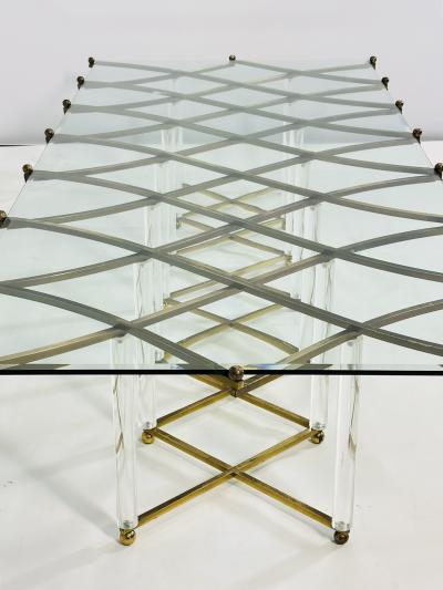 Charles Hollis Jones Custom Charles Hollis Jones Treillage Coffee Table in Brass and Lucite