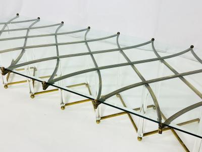 Charles Hollis Jones Custom Charles Hollis Jones Treillage Coffee Table in Brass and Lucite