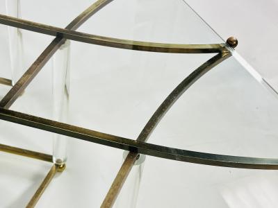 Charles Hollis Jones Custom Charles Hollis Jones Treillage Coffee Table in Brass and Lucite