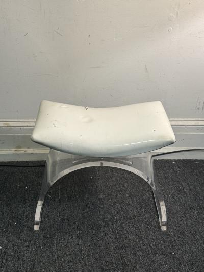 Charles Hollis Jones EXCEPTIONAL SCULPTURAL ARCHED CURVED SEAT LUCITE VANITY STOOL