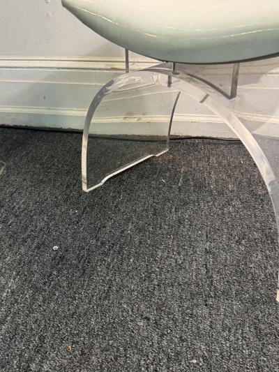 Charles Hollis Jones EXCEPTIONAL SCULPTURAL ARCHED CURVED SEAT LUCITE VANITY STOOL