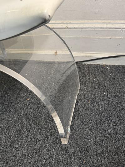 Charles Hollis Jones EXCEPTIONAL SCULPTURAL ARCHED CURVED SEAT LUCITE VANITY STOOL